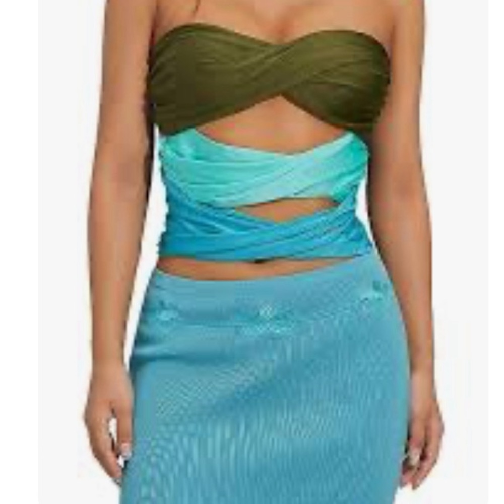 Strapless Maxi with Cutouts | Blue Ombré | Size Medium